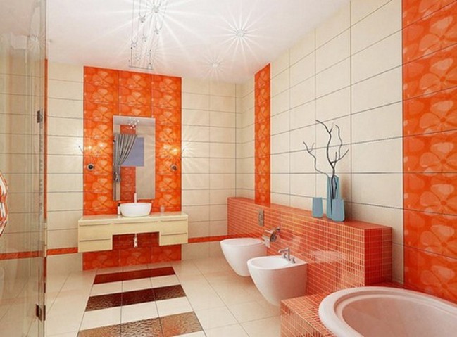 Bagno arancio e beige