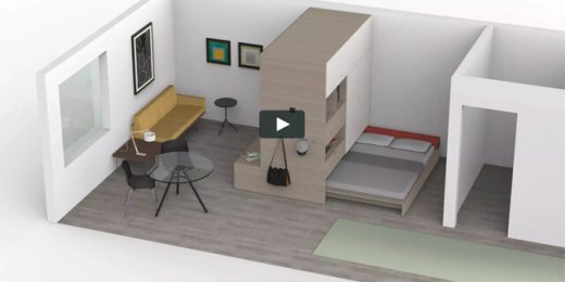 Sistema modulare per arredamento monolocali e mini appartamenti Ori