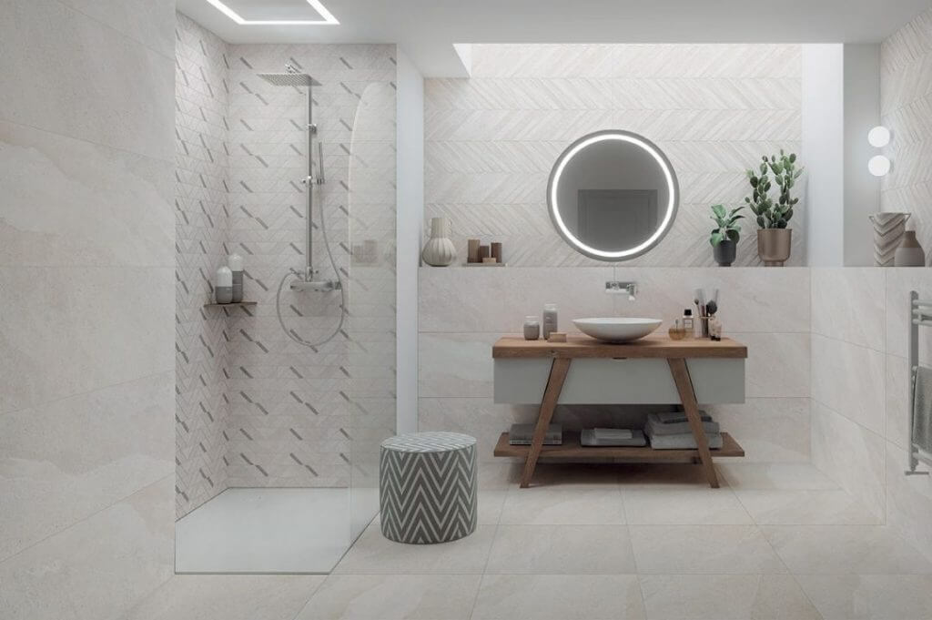 bagno piastrelle in gres porcellanato effetto pietra