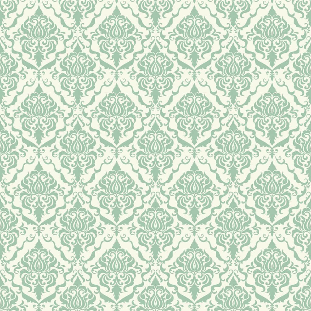 Carta da parati in stile vittoriano di colore verde e beige