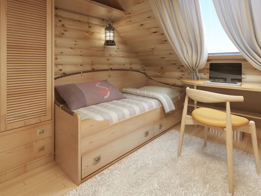 Coastal style, la nuova tendenza dell'interior design per portare il mare in casa | Facile Ristrutturare Camera da letto con rifiniture in legno e scrivania e sedia laterale