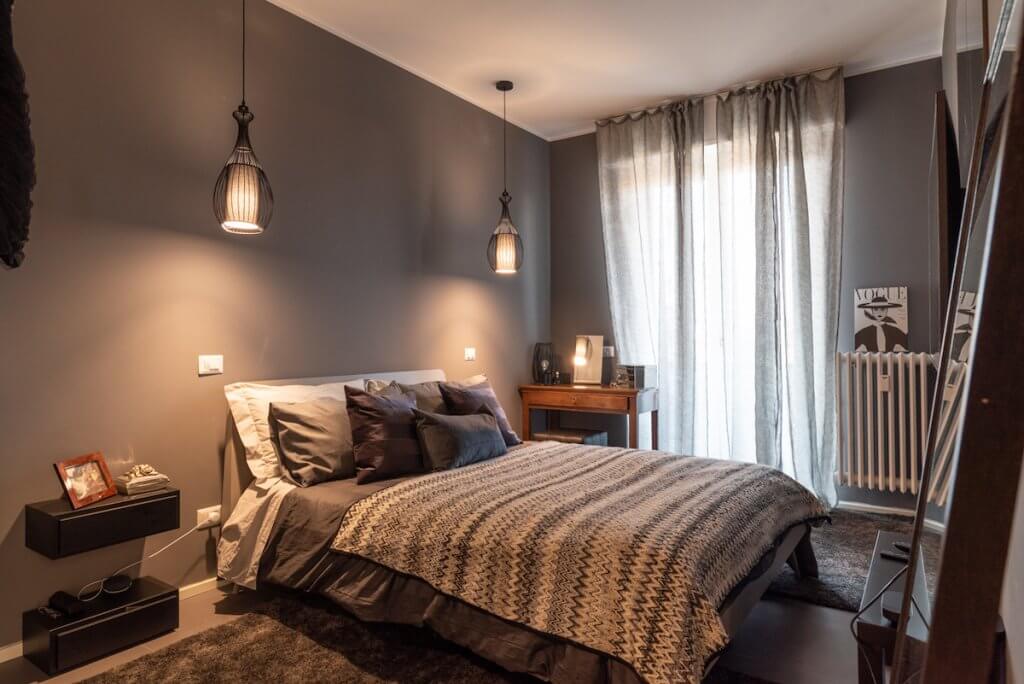 Progetto ristrutturazione Milano, camera da letto moderna design grigio