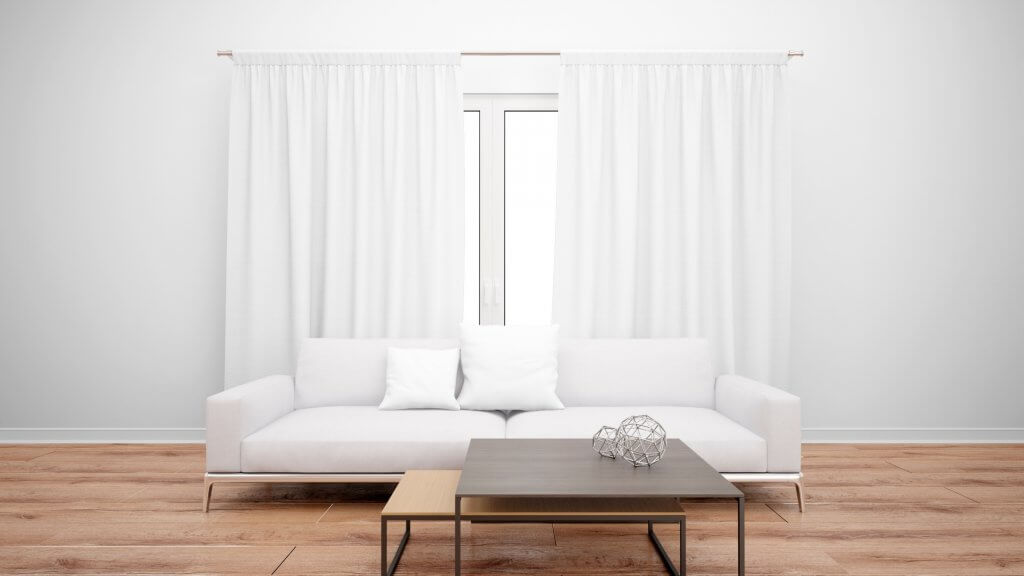 Tende per il living: la giusta scelta per l'estate | Facile Ristrutturare Soggiorno con divano e tende ci colore bianco e pavimento con tavolo in legno