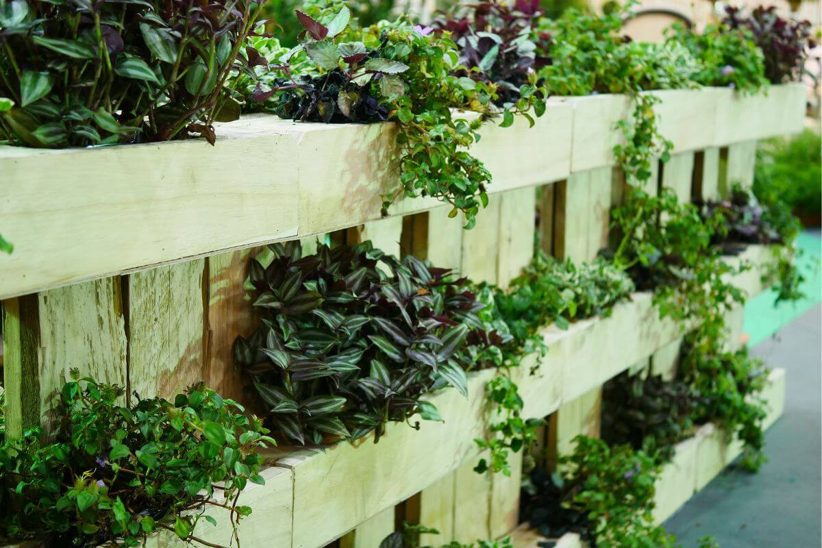 giardino verticale realizzato con pallet