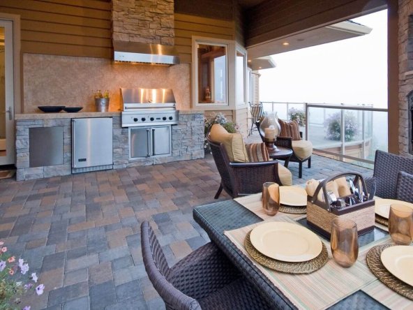 zona barbecue in muratura sul terrazzo