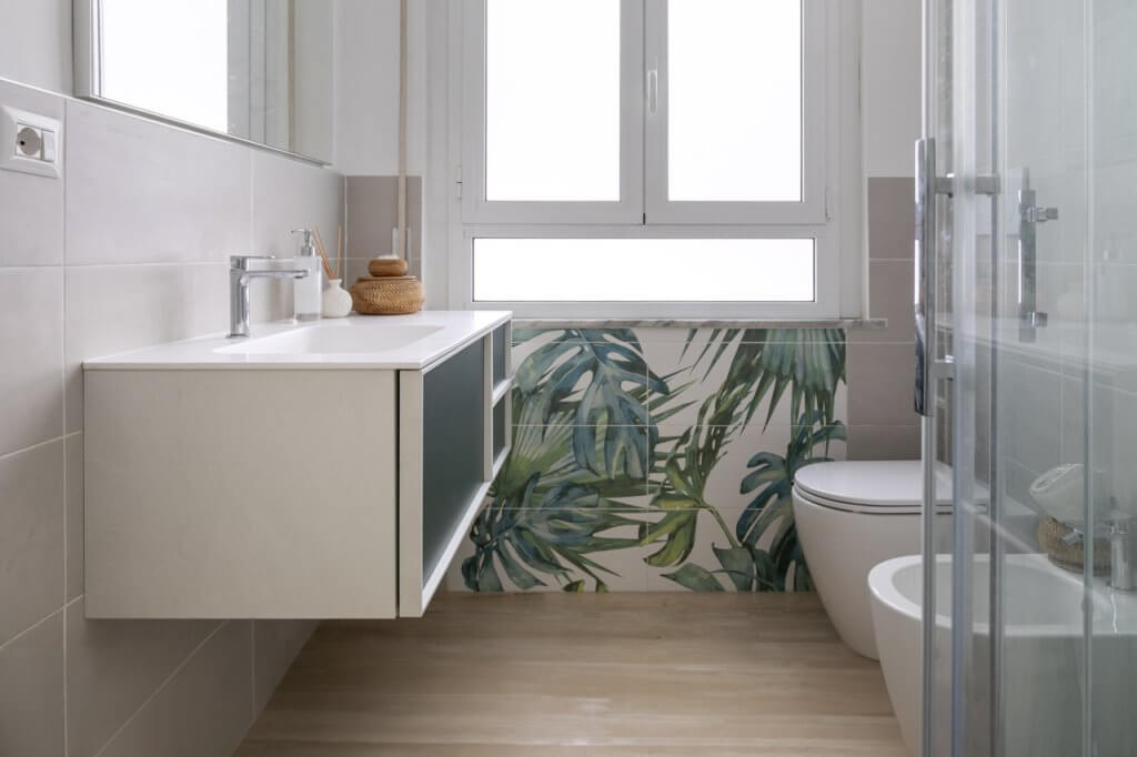 parete bagno a tema jungle