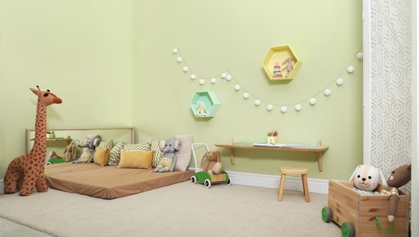 Cameretta Montessoriana: uno spazio all’insegna della libertà e della crescita per i più piccoli | Facile Ristrutturare Cameretta montessoriana verde con letto e mobili