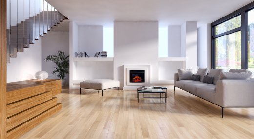 Living room con parquet flottante