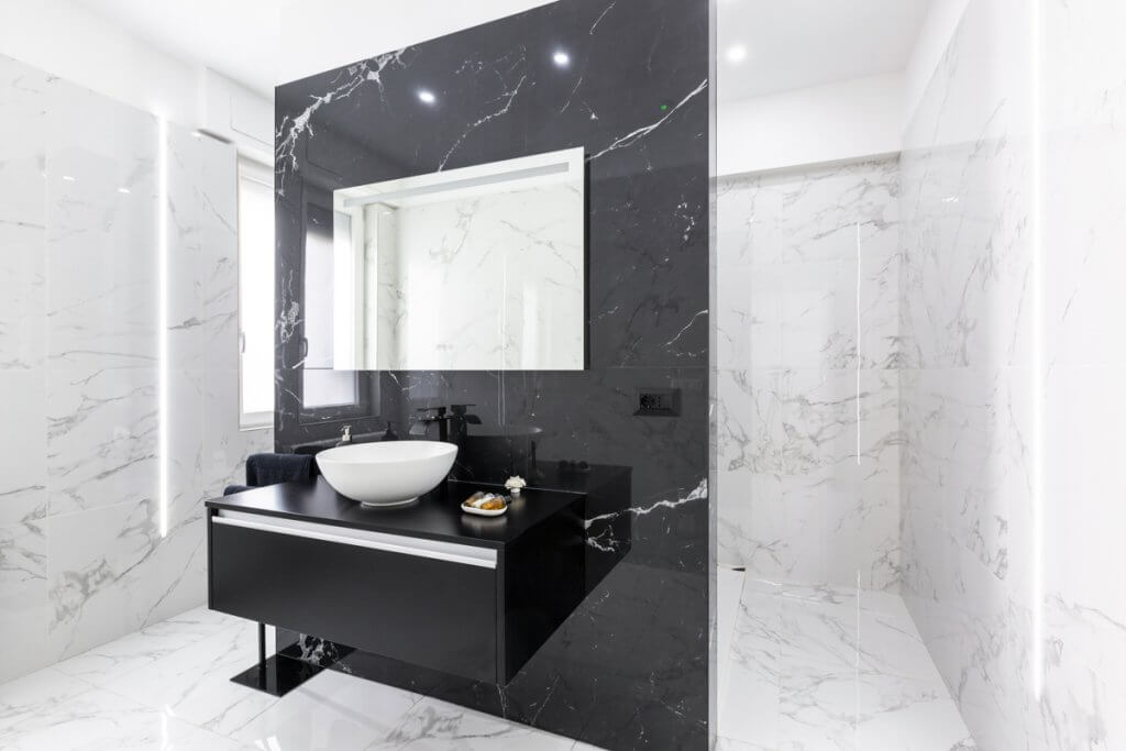lavabo a ciotola e mobiletto moderno