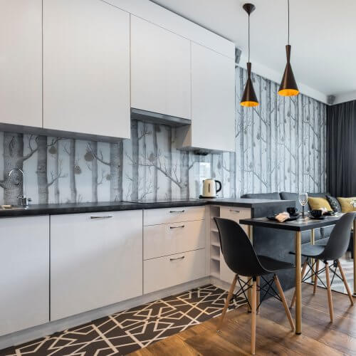 Cucina senza piastrelle: consigli su come rivestire le pareti | Facile Ristrutturare Cucina senza piastrelle rivestimento con carta da parati resistente all'acqua