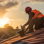 rifacimento del tetto operaio al lavoro