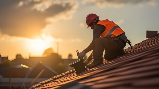 rifacimento del tetto operaio al lavoro
